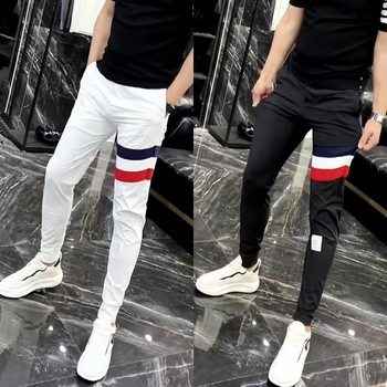 Muške sportske hlače od Ice Silk s brzim sušenjem, lagane ljetne krojenje, kontrastne pruge, uski kroj