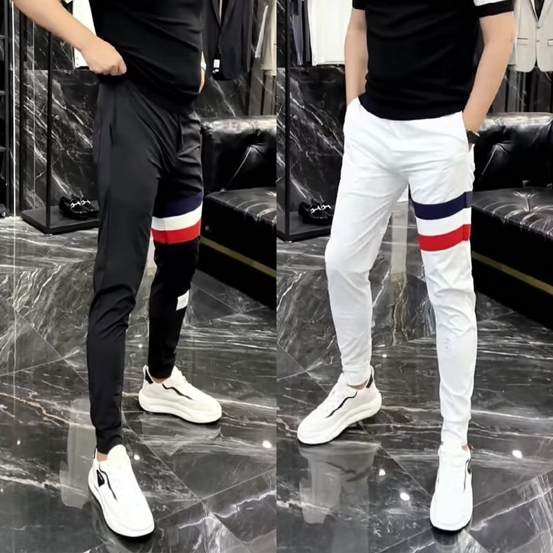 Muške sportske hlače od Ice Silk s brzim sušenjem, lagane ljetne krojenje, kontrastne pruge, uski kroj