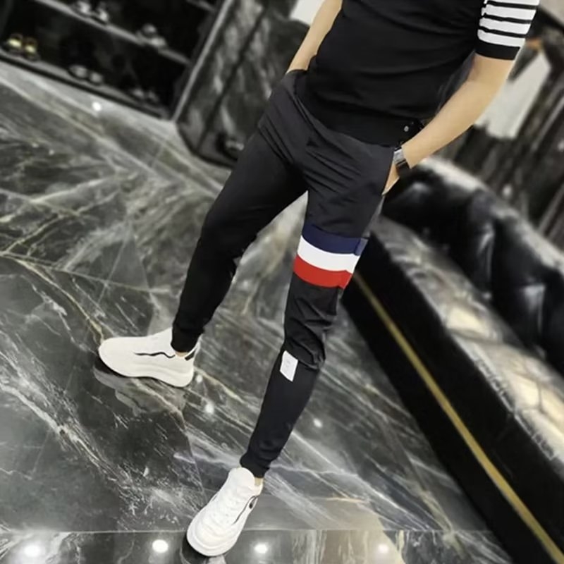 Muške sportske hlače od Ice Silk s brzim sušenjem, lagane ljetne krojenje, kontrastne pruge, uski kroj