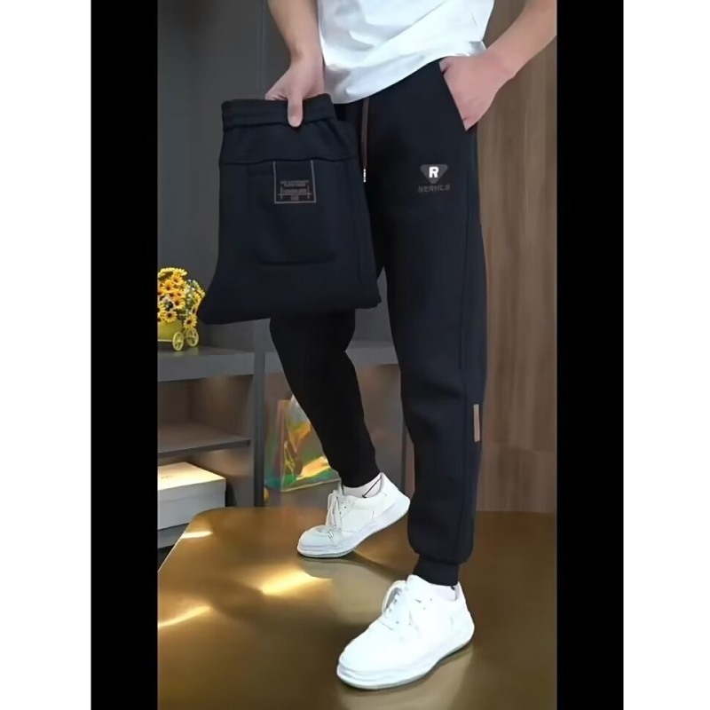 Moderne jesen-zimske trenirke s uskim krojem i izvezenim detaljima, casual muške sportske hlače