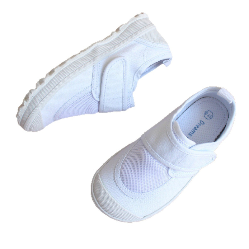 Japanski stil dječje unutarnje platnene tenisice, prozračne, bijele, s Velcro kopčom, niskog profila