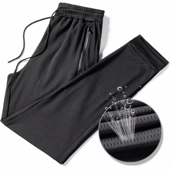 Férfi Ice Silk hálós sportnadrág – könnyű, cropped hossz, lélegző, laza szabás, derékszíj és húzózsinór
