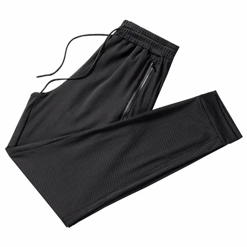 Férfi Ice Silk hálós sportnadrág – könnyű, cropped hossz, lélegző, laza szabás, derékszíj és húzózsinór