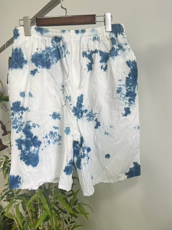 Muške šortse s tie-dye uzorkom iz Yunnan Dali, za plažu, velika veličina, višebojne, mješavina pamuka i lana