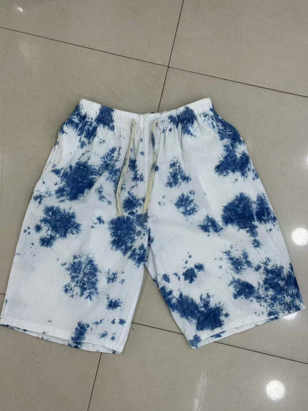 Muške šortse s tie-dye uzorkom iz Yunnan Dali, za plažu, velika veličina, višebojne, mješavina pamuka i lana