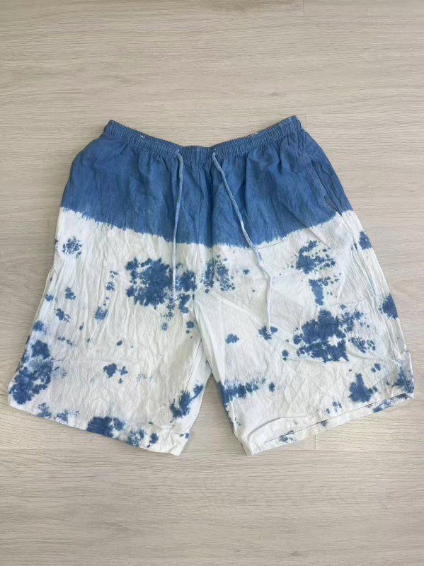 Muške šortse s tie-dye uzorkom iz Yunnan Dali, za plažu, velika veličina, višebojne, mješavina pamuka i lana