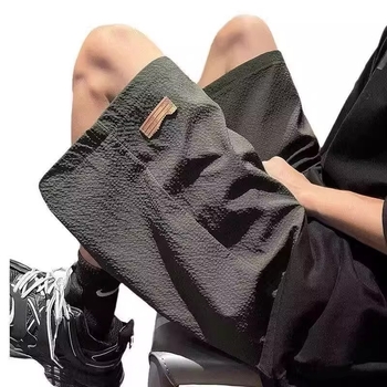 Férfi Bubble Gauze Ice Silk rövidnadrág, könnyű, gyorsan száradó, casual stílus, amerikai stílus, Bermuda hossz, bő szabás, plusz méret, nyár