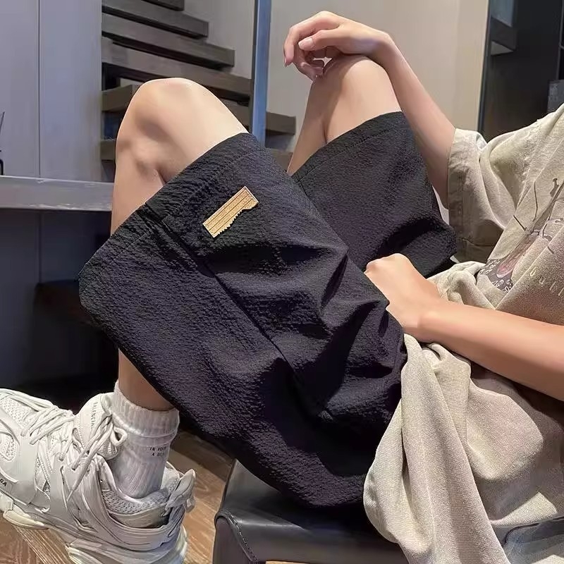 Férfi Bubble Gauze Ice Silk rövidnadrág, könnyű, gyorsan száradó, casual stílus, amerikai stílus, Bermuda hossz, bő szabás, plusz méret, nyár