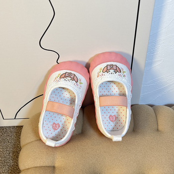 Korejskog stila dječje slip-on tenisice s čipkom, princeza dizajn, mekani potplat, za proljeće i ljeto, slatke svakodnevne tenisice