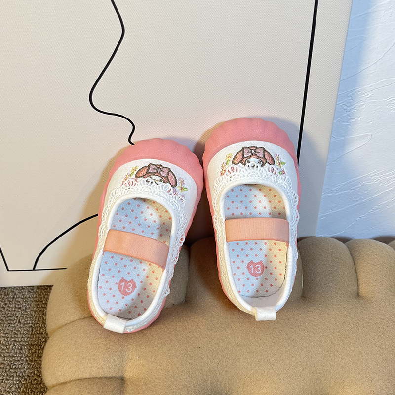 Korejskog stila dječje slip-on tenisice s čipkom, princeza dizajn, mekani potplat, za proljeće i ljeto, slatke svakodnevne tenisice