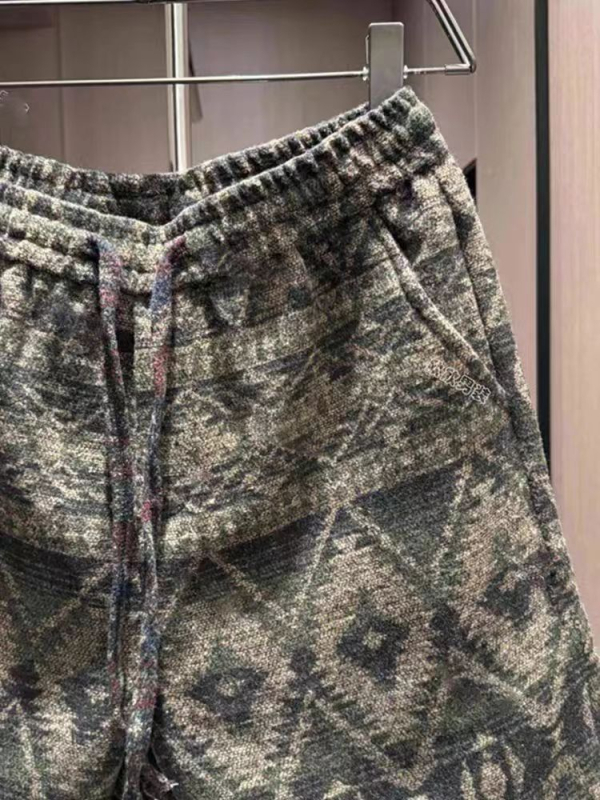 Muške ljetne tanke šortice s etničkim uzorkom, pletene, širokog kroja, džakard s motivima crtanih likova – plažne hlače za parove
