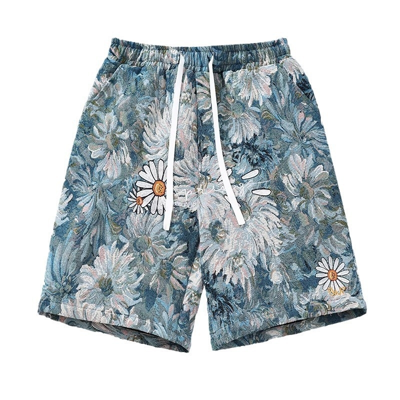 Muške ljetne tanke capri hlače s Floralnim uzorkom, od poliestera, za plažu