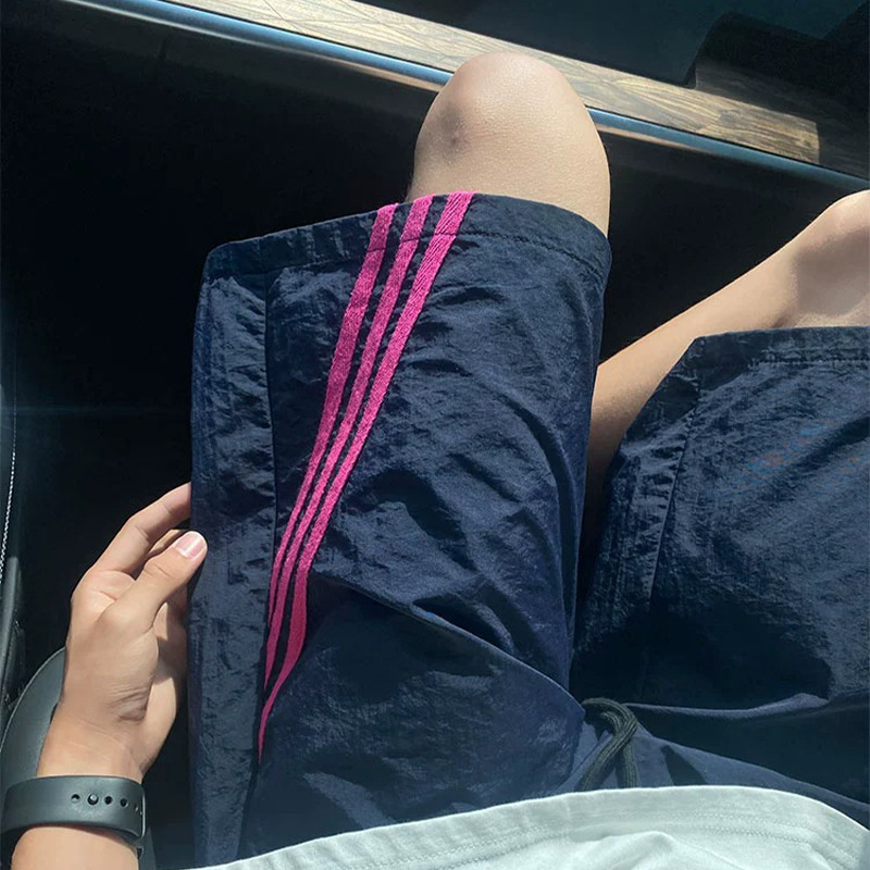 Muške šorceve s tri pruge, brzo sušeće, ljeto, blok boja, ravni kroj, plažne šortsevi