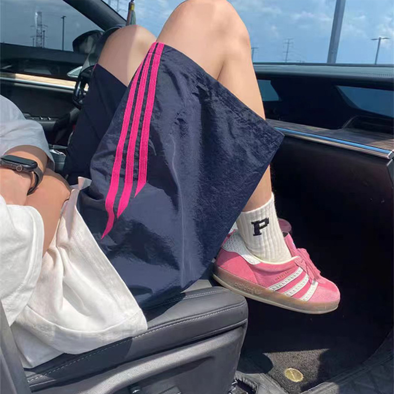 Muške šorceve s tri pruge, brzo sušeće, ljeto, blok boja, ravni kroj, plažne šortsevi