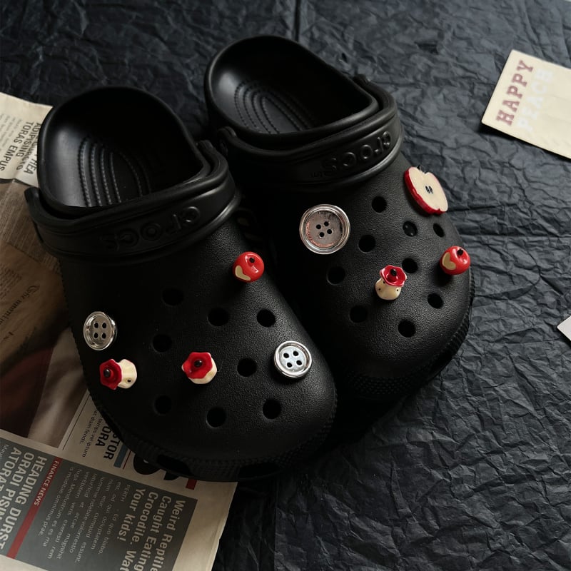 Αξεσουάρ Crocs για παπούτσια – DIY λουλούδι με κουμπί μήλου, διακοσμητική αγκράφα