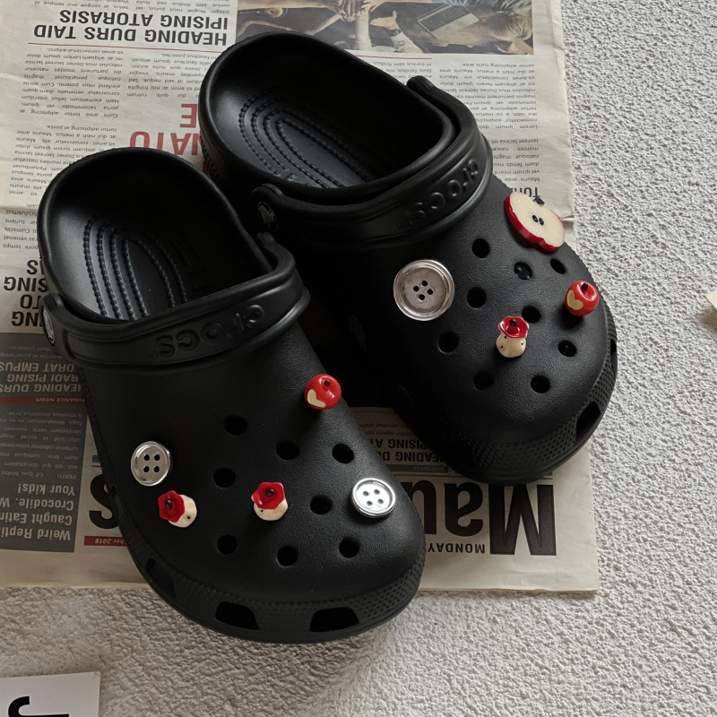 Αξεσουάρ Crocs για παπούτσια – DIY λουλούδι με κουμπί μήλου, διακοσμητική αγκράφα