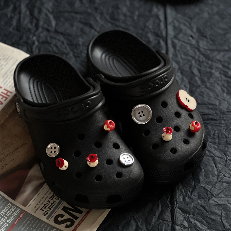 Αξεσουάρ Crocs για παπούτσια – DIY λουλούδι με κουμπί μήλου, διακοσμητική αγκράφα