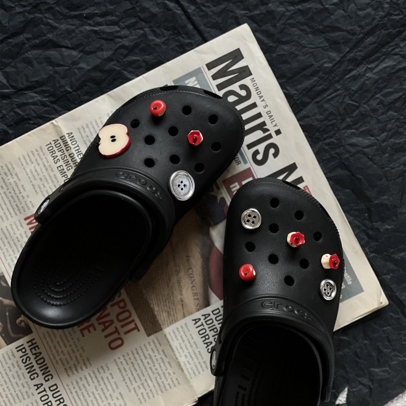 Αξεσουάρ Crocs για παπούτσια – DIY λουλούδι με κουμπί μήλου, διακοσμητική αγκράφα