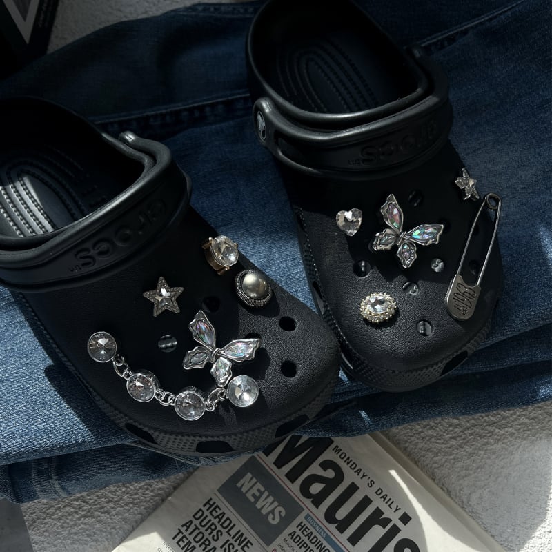 Premium dodaci za Crocs papuče s motivom leptira i cvijeća, ukrasna kopča.
