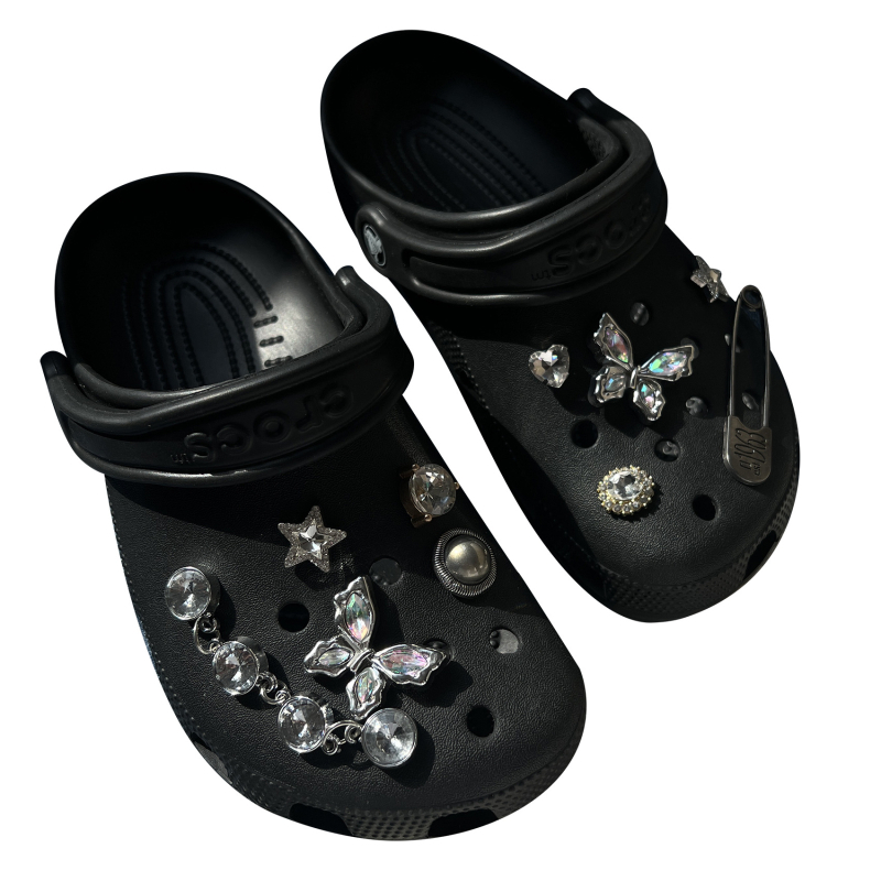 Premium dodaci za Crocs papuče s motivom leptira i cvijeća, ukrasna kopča.