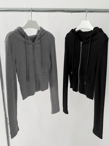 Dorothy's jesenski kratki duksa s kapuljom i zipom, korejski sportski stil, slim fit