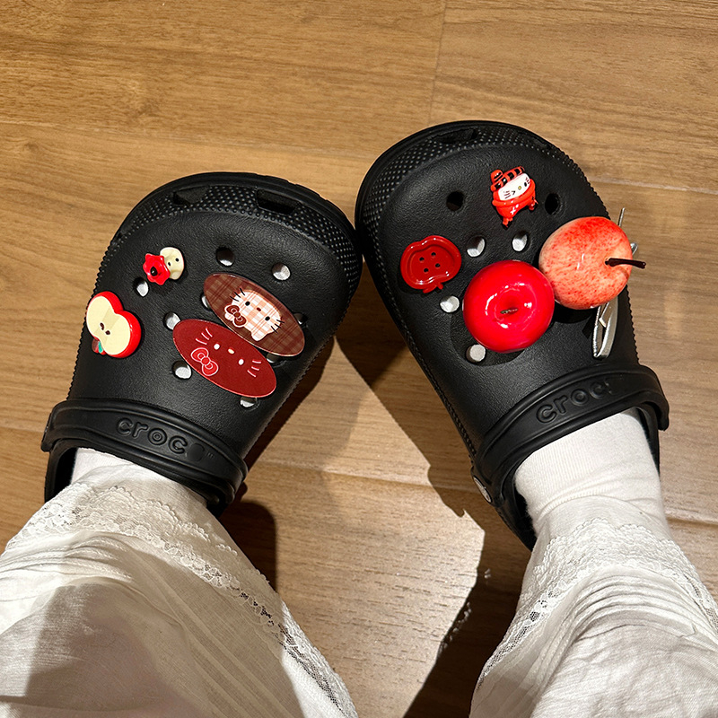 3D διακοσμητικά παπουτσιών Apple Kitty συμβατά με Crocs – γλυκές διακοσμητικές προσθήκες για γυναίκες