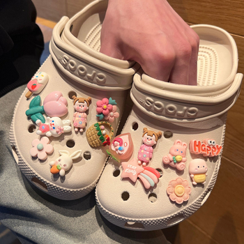 Aksesariji Crocs-stil sandalama: Peach Girl cvijet s dekorativnom kopčom za Carloche sandale