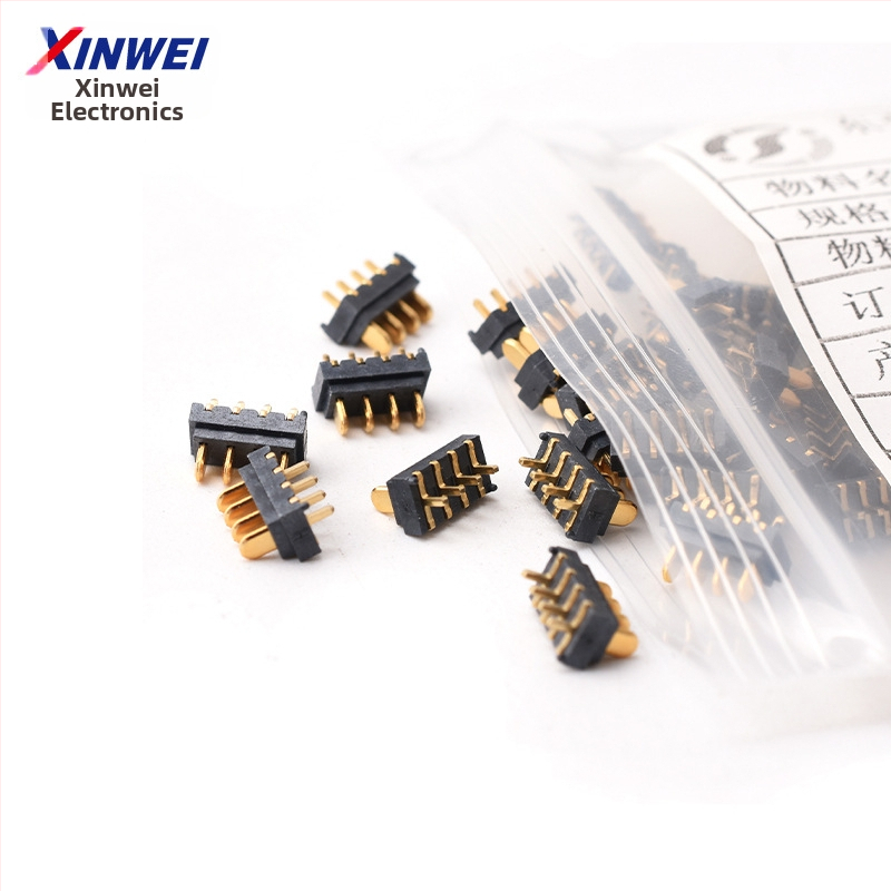 4P5P mini batériový konektor, rozteč 2,0 mm, samčie a samičie konektory, 180° lamelový konektor