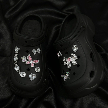 Premium dodatak za Crocs: cvjetna mašna s Tanzanitno-ružnim dijamantom, DIY uklonjiva 3D kopča
