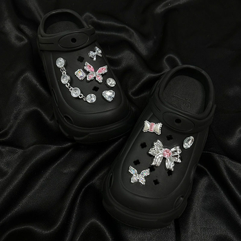 Premium dodatak za Crocs: cvjetna mašna s Tanzanitno-ružnim dijamantom, DIY uklonjiva 3D kopča