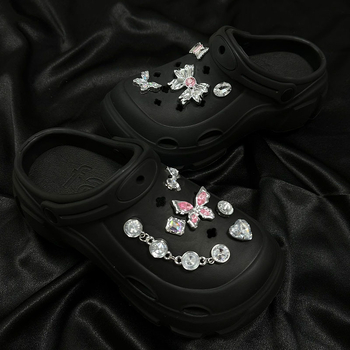 Premium dodatak za Crocs: cvjetna mašna s Tanzanitno-ružnim dijamantom, DIY uklonjiva 3D kopča