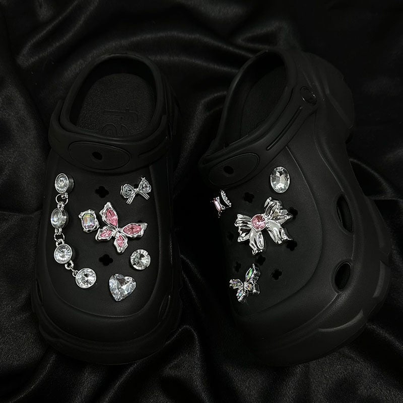 Premium dodatak za Crocs: cvjetna mašna s Tanzanitno-ružnim dijamantom, DIY uklonjiva 3D kopča