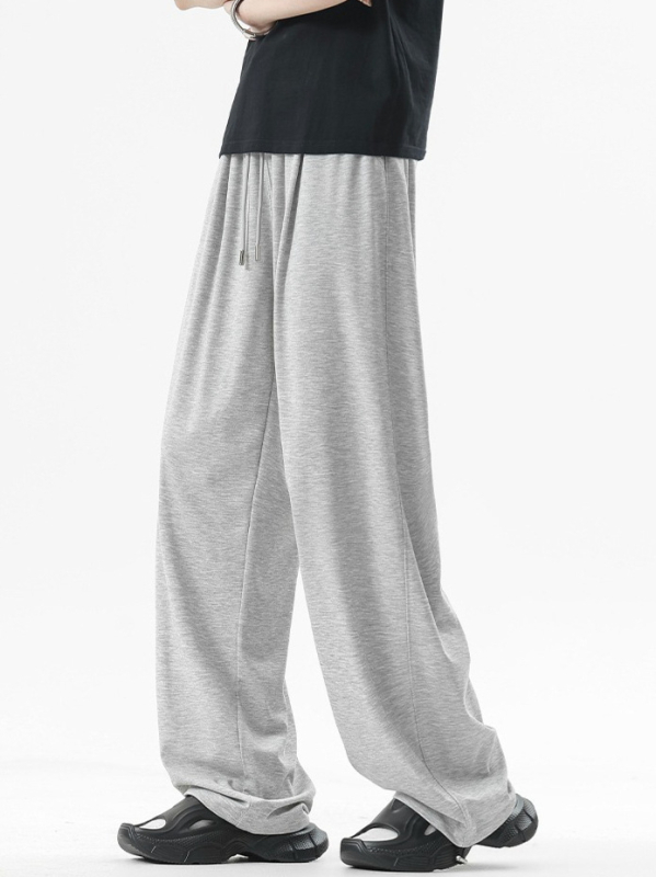 Férfi Ice Silk nyári, légáteresztő, kényelmes casual nadrág, széles, egyenes szabású, vékony anyag