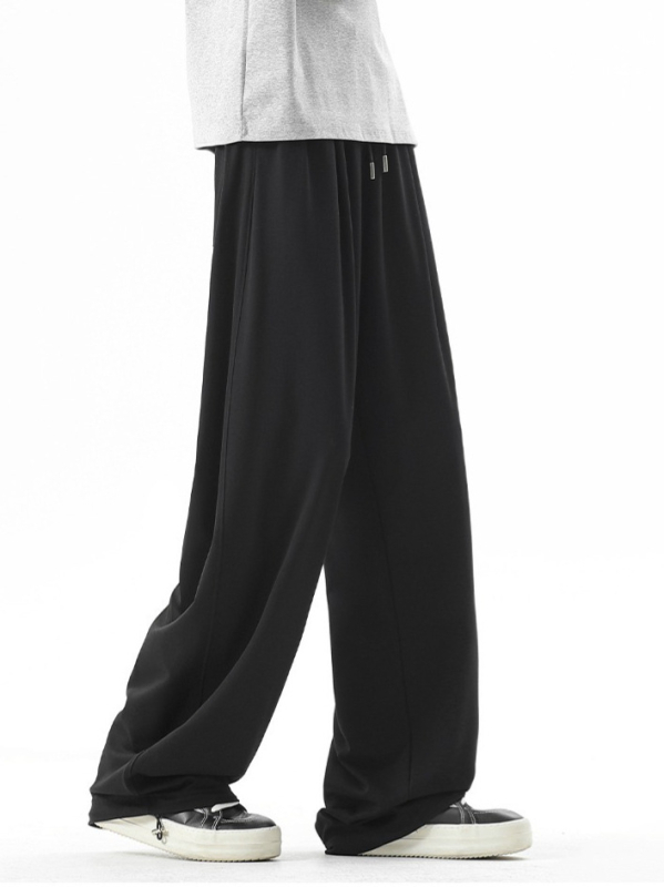 Férfi Ice Silk nyári, légáteresztő, kényelmes casual nadrág, széles, egyenes szabású, vékony anyag