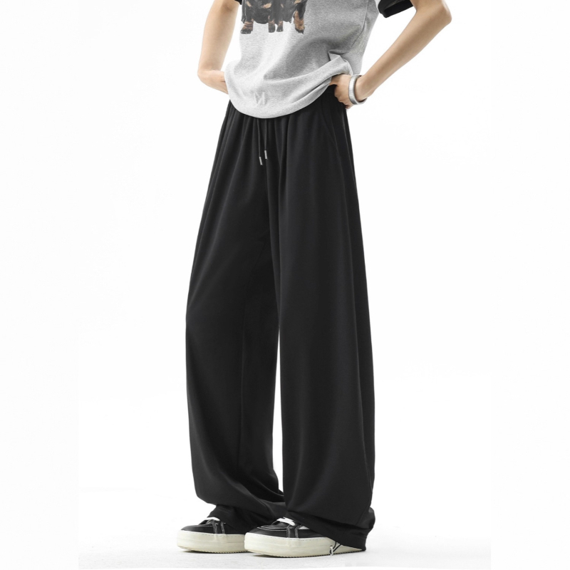 Férfi Ice Silk nyári, légáteresztő, kényelmes casual nadrág, széles, egyenes szabású, vékony anyag