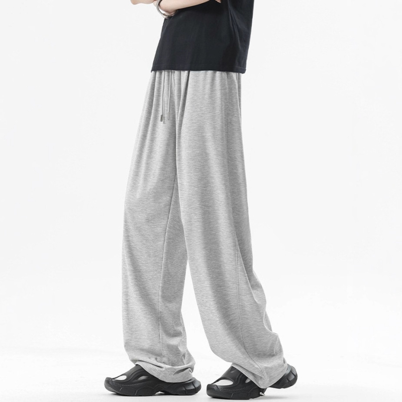 Férfi Ice Silk nyári, légáteresztő, kényelmes casual nadrág, széles, egyenes szabású, vékony anyag