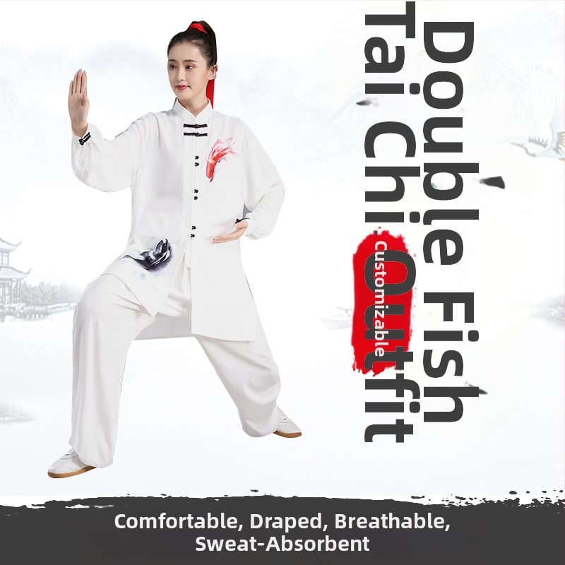 Unisex Taiji oblečenie z perlej bavlny na tréning a predstavenia bojových umení – súprava