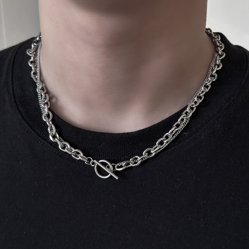 Lančić od titan čelika, dvostruki sloj, japansko-korejski stil, unisex, hip-hop ulična moda