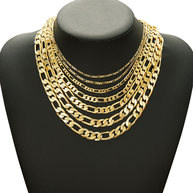 Unisex ogrlica od titan čelika s 14K premazom, NK lanac, geometrijski dizajn, duljina 51–60 cm