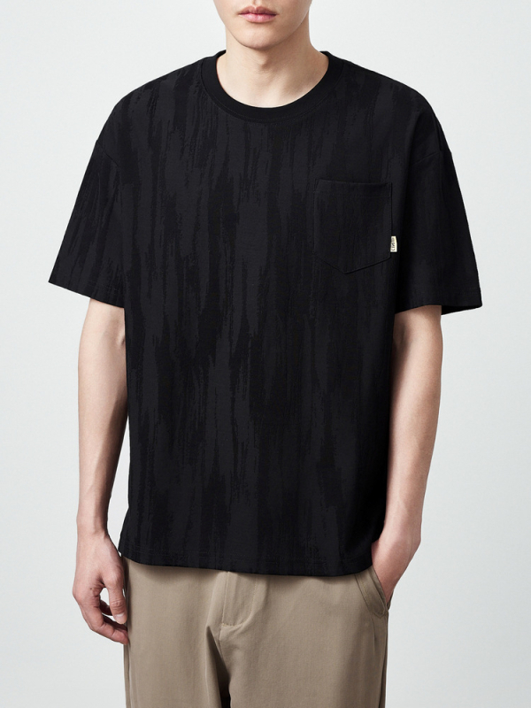 Momaik texturált férfi rövid ujjú T‑shirt, laza szabás, nyár 2026, modell 71298