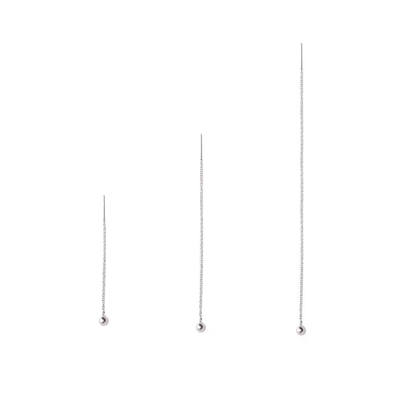 S999 Sterling srebro – naušnice s okruglim perlama i kratkim resicama, elegantan minimalistički dizajn