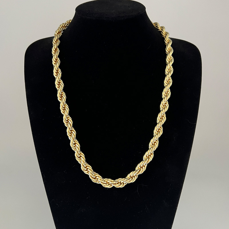 Muški set: ogrlica i narukvica od pozlaćene legure s twist lancem promjera 10 mm