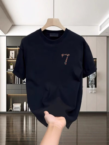 Tricou bărbați vară, mâneci scurte, guler rotund, croială slim, bumbac, imprimat cu desen animat, stil european