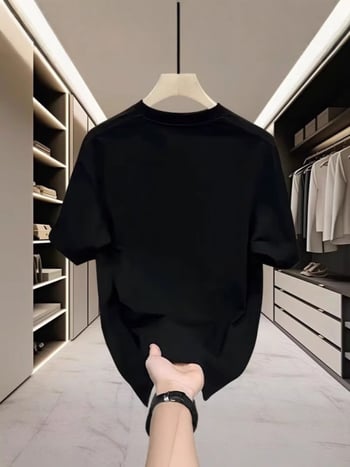 Tricou bărbați vară, mâneci scurte, guler rotund, croială slim, bumbac, imprimat cu desen animat, stil european
