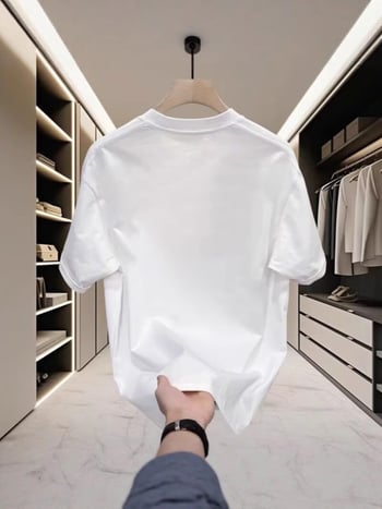Tricou bărbați vară, mâneci scurte, guler rotund, croială slim, bumbac, imprimat cu desen animat, stil european