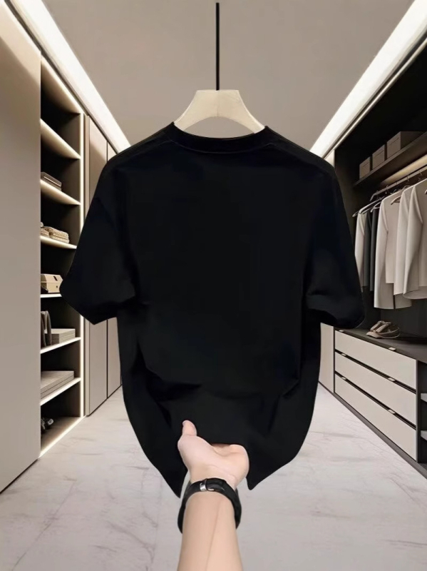 Tricou bărbați vară, mâneci scurte, guler rotund, croială slim, bumbac, imprimat cu desen animat, stil european