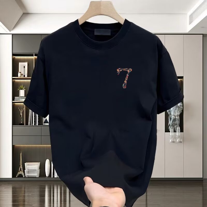Tricou bărbați vară, mâneci scurte, guler rotund, croială slim, bumbac, imprimat cu desen animat, stil european