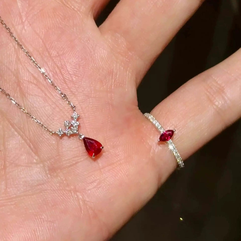 Ogrlica od cirkonu u obliku kapljice vode, boja golubocrvena krv, retro bijela, luksuzni lanac za ključnu kost