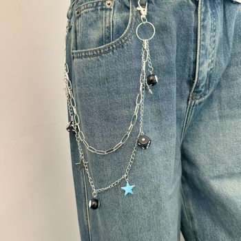 Unisex metalni kaiš za hlače s višestrukim dizajnom kockica, punk hip-hop stil, crna, duljina 50 cm