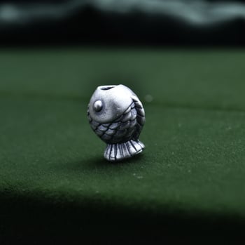 999 Čisto Srebro 3D Perla s Retro Mašnicom i Motivom Zlatne Ribe za DIY Nakit